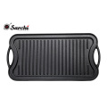 Rectangle cast iron griddle frying pan double handles